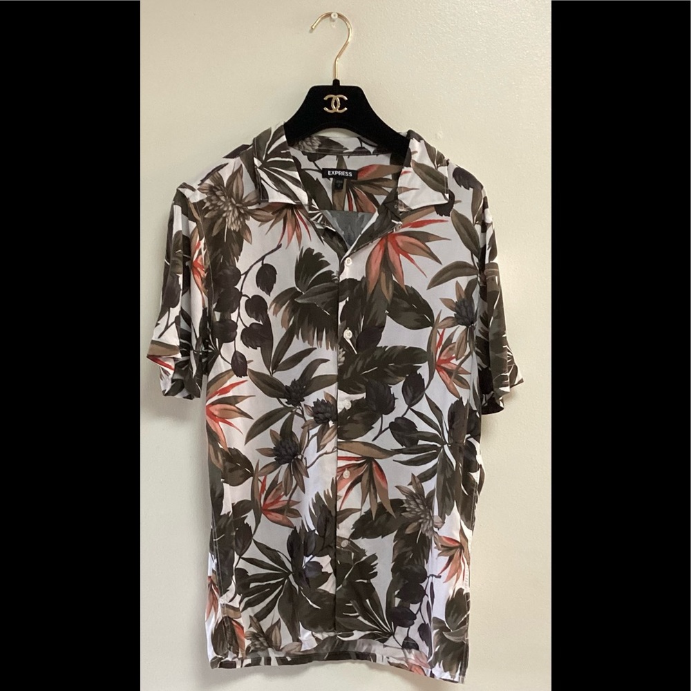 Express tropical print polo